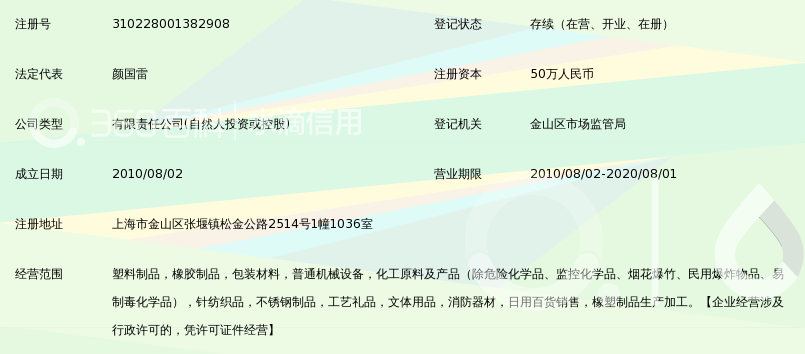 上海颜雷塑料制品有限公司_360百科