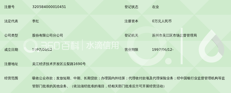 中国建设银行股份有限公司吴江运东开发区支行