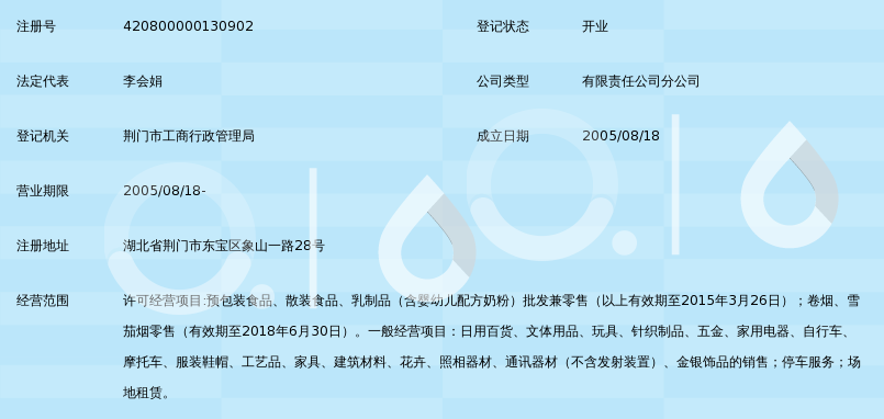 湖北新一佳超市有限公司荆门店