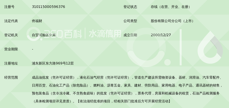 中国石油天然气股份有限公司上海销售分公司_