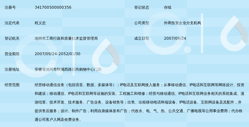 中国移动通信集团安徽有限公司池州市动感地带