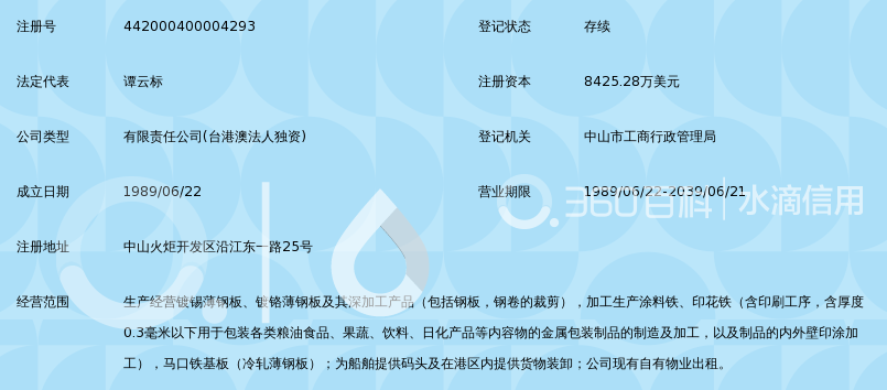 中山中粤马口铁工业有限公司_360百科