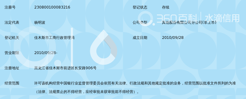 龙江银行股份有限公司佳木斯分行_360百科