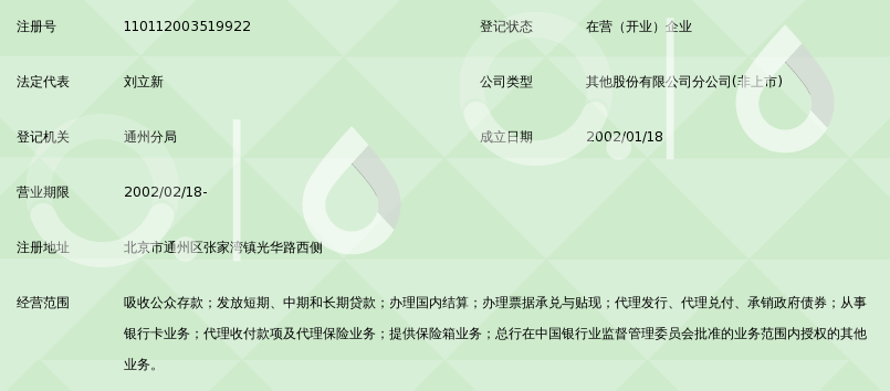北京农村商业银行股份有限公司张家湾支行锁定