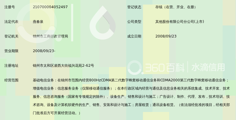 中国电信股份有限公司锦州桥西营业厅